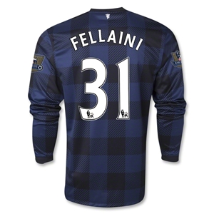13-14 Manchester United #31 FELLAINI Away Black Long Sleeve Jersey Shirt - Click Image to Close